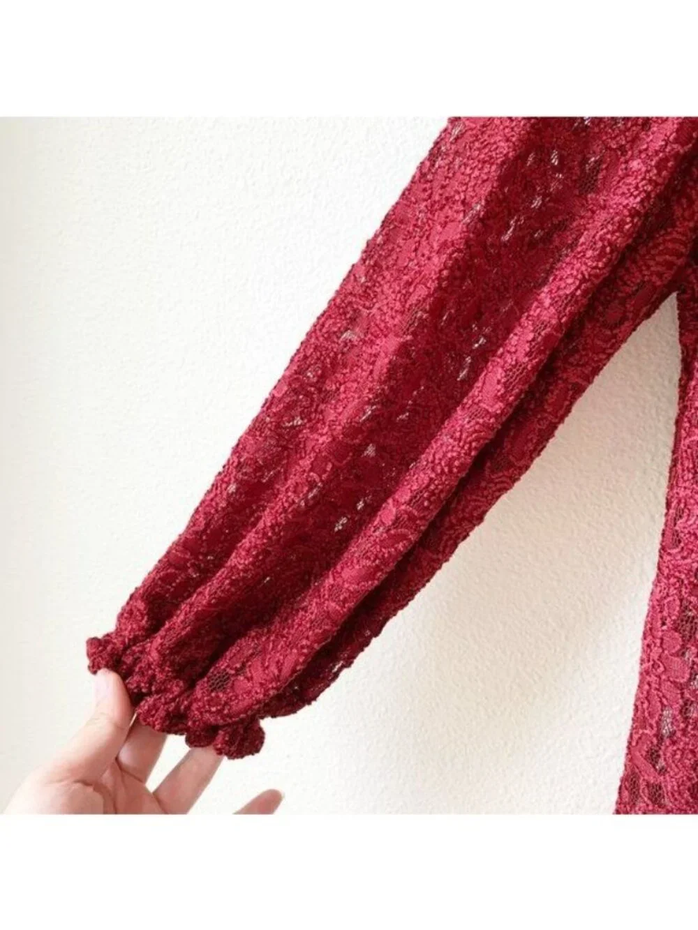 Free People Sweet Talker Maroon Lace Blouse Women's X-Small XS